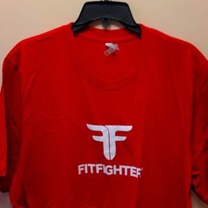 Men's red fit fighter ss t shirt. 100% cotton